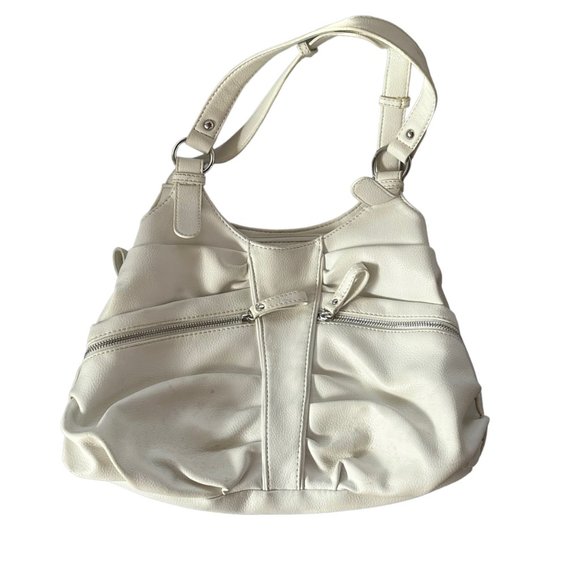 Apt 9 Y2K White Handbag Shoulder Bag Zippers 3 Compartments Slouchy Hobo - Picture 1 of 9
